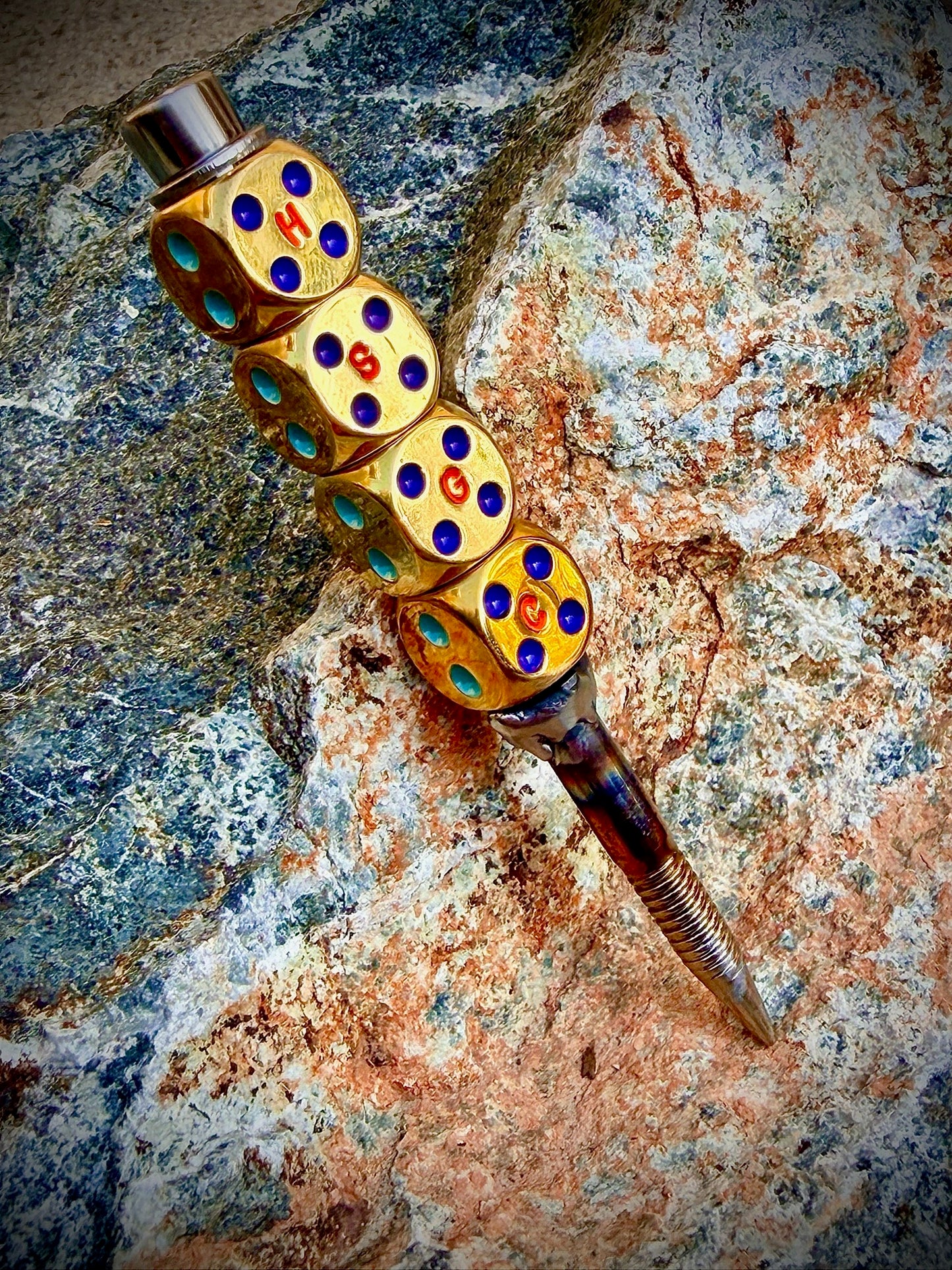 “Let it Roll” Tiff/Purple Polished Stainless and Brass Divot Tool