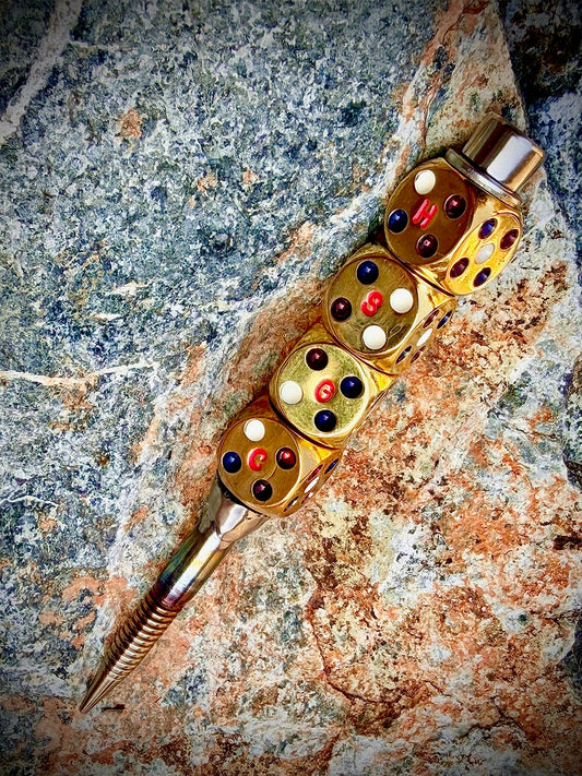 “Let it Roll” RWB Polished Stainless and Brass Divot Tool