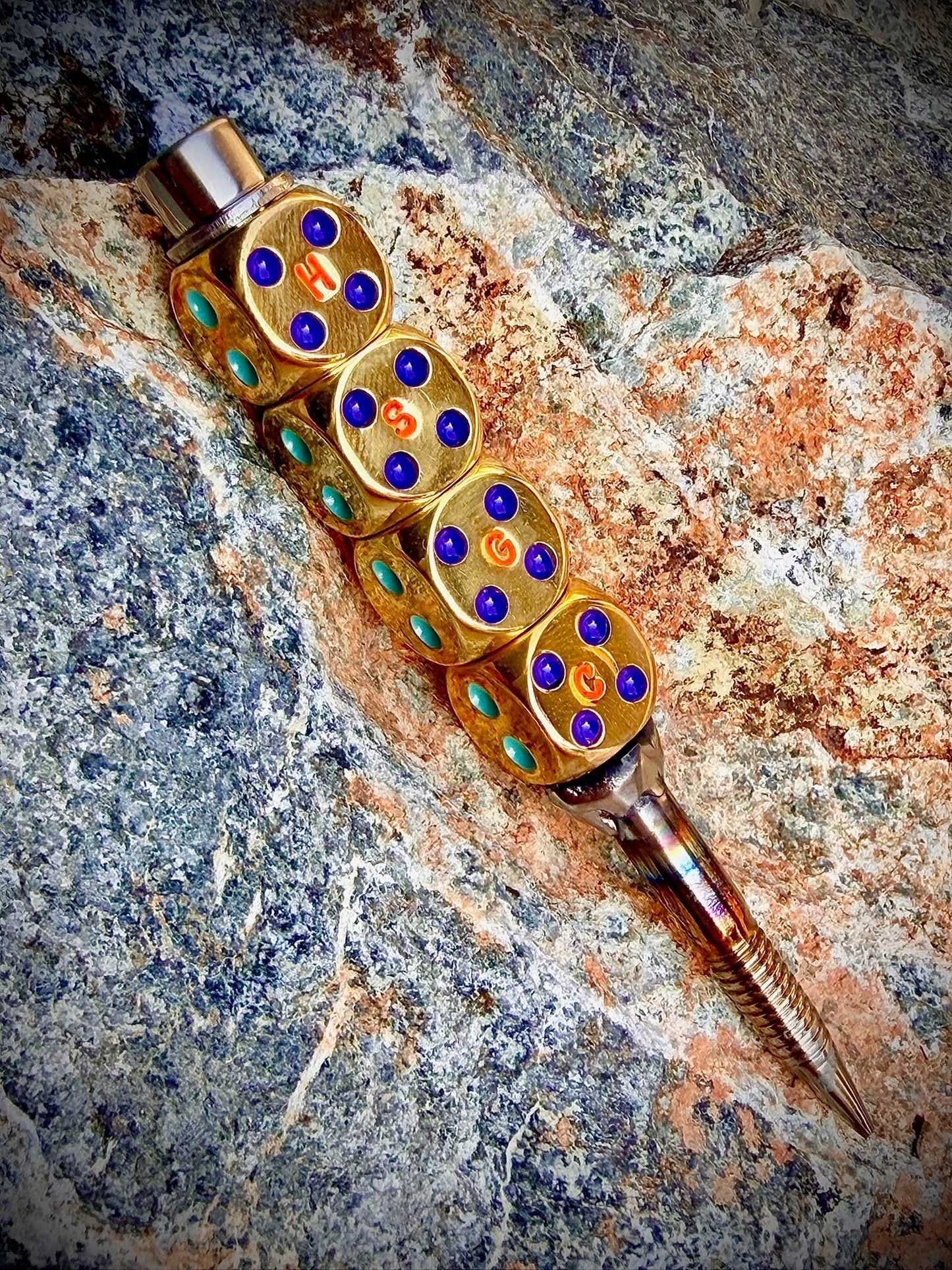 “Let it Roll” Tiff/Purple Polished Stainless and Brass Divot Tool
