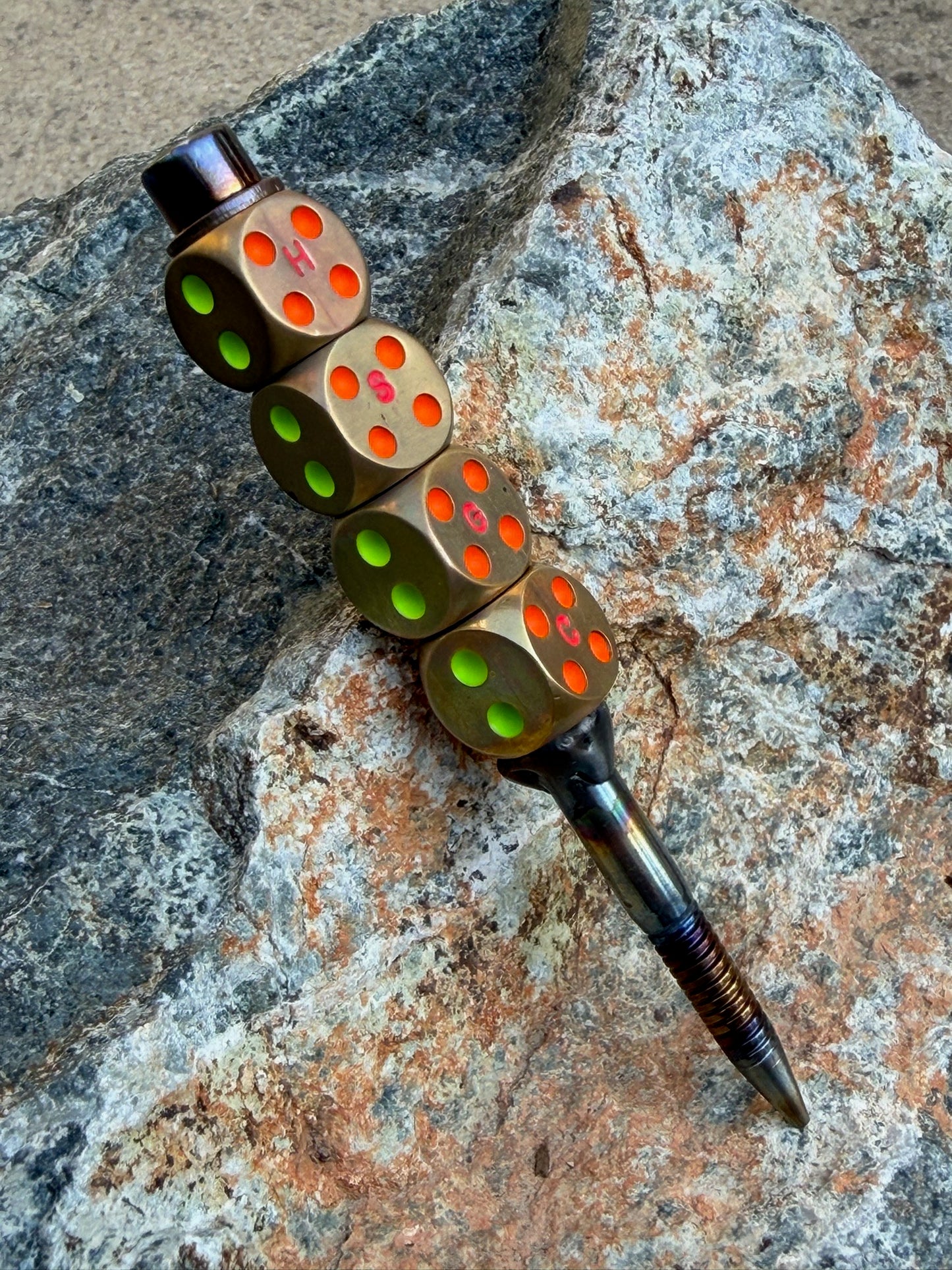 “Let it Roll” Torched Stainless and Brass Divot Tool